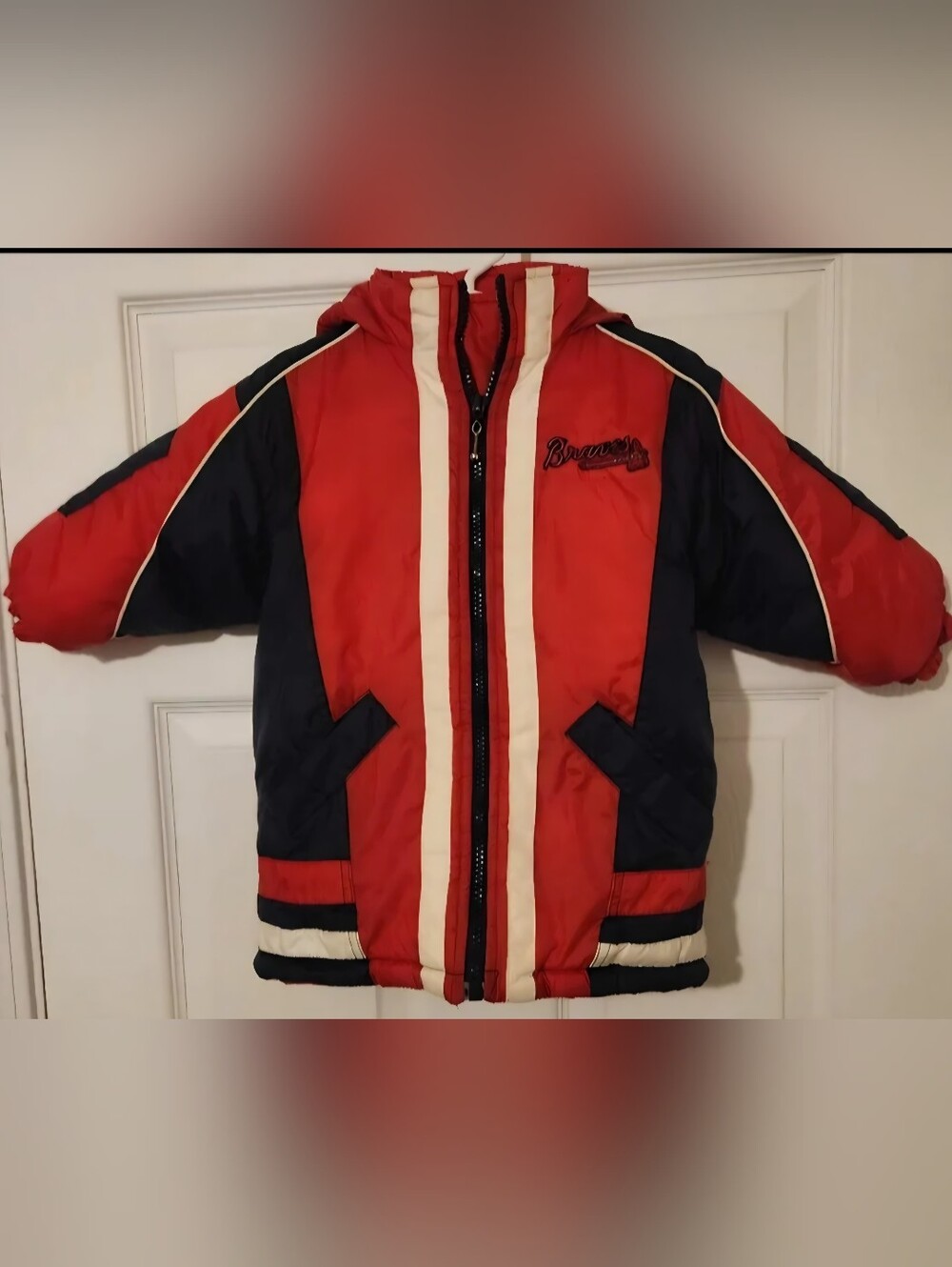 Toddlers Atlanta Braves Jacket Puffer Hooded 18 Months Vintage 90's Baseball